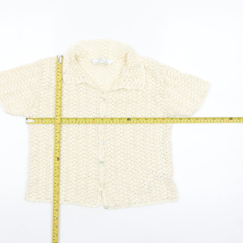 Marks and Spencer Women’s Ivory Crochet Button-Up Top UK 14