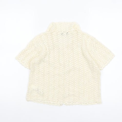 Marks and Spencer Women’s Ivory Crochet Button-Up Top UK 14
