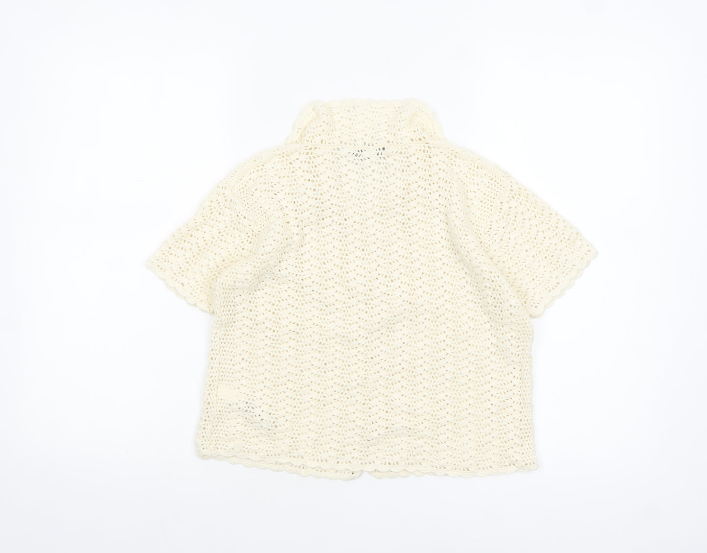 Marks and Spencer Women’s Ivory Crochet Button-Up Top UK 14