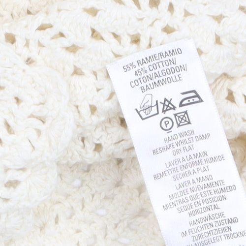 Marks and Spencer Women’s Ivory Crochet Button-Up Top UK 14
