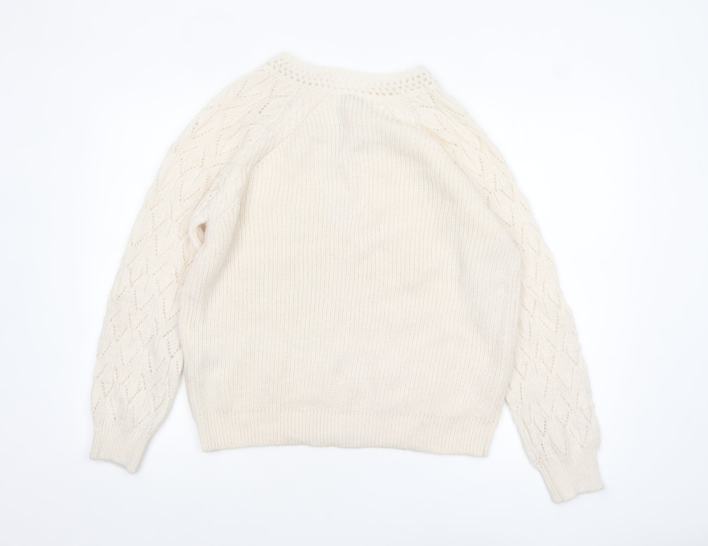 Love & Roses Women’s Ivory V-Neck Cable-Knit Jumper Size 16