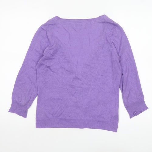 Laura Ashley Women Purple Cardigan UK 12 Linen Cotton Knit