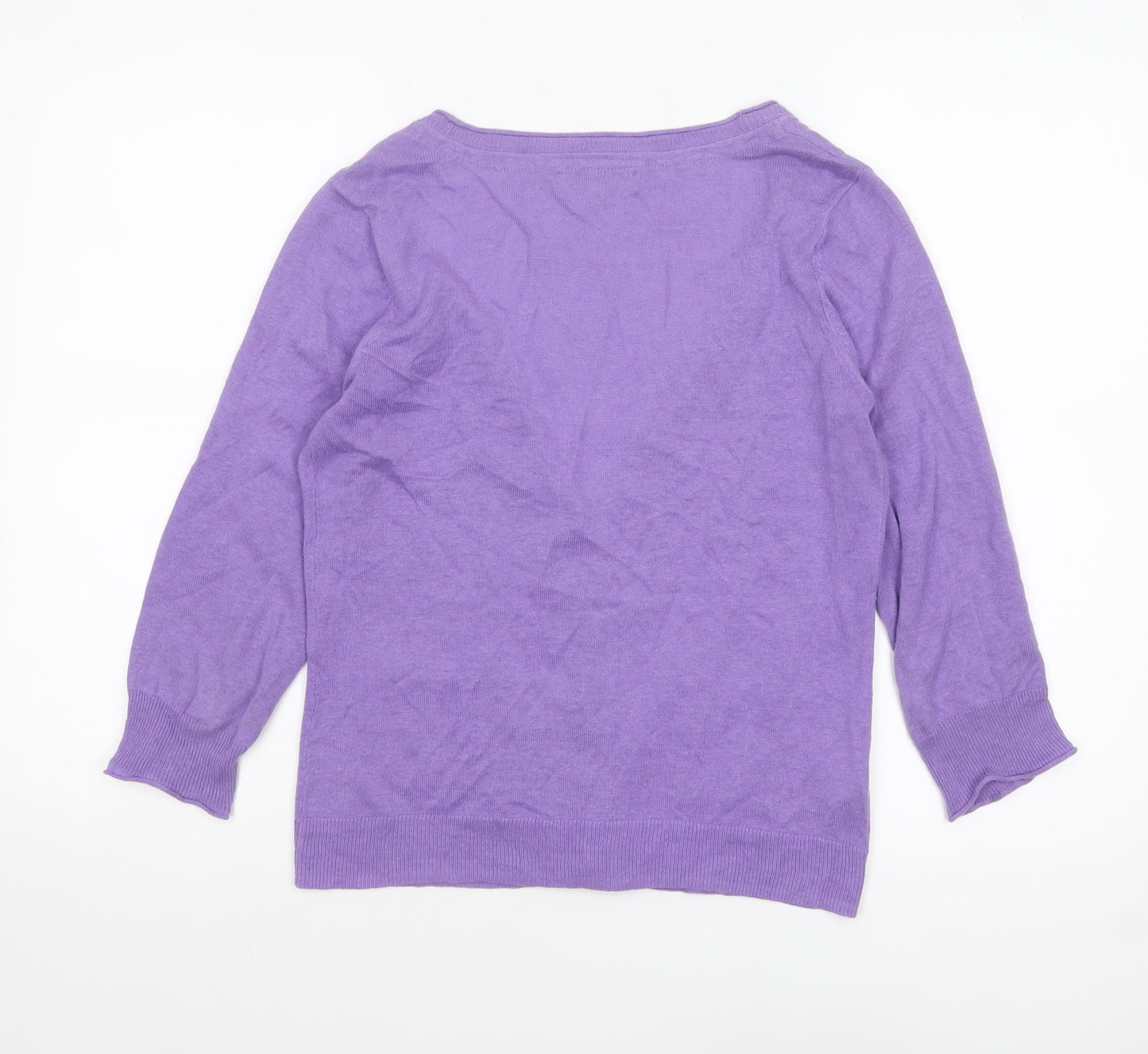 Laura Ashley Women Purple Cardigan UK 12 Linen Cotton Knit