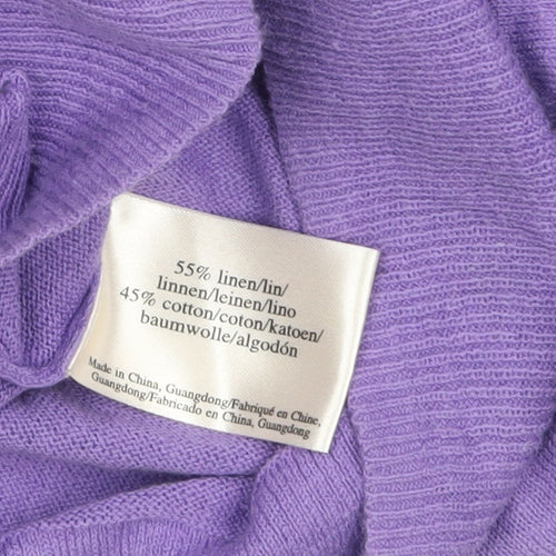 Laura Ashley Women Purple Cardigan UK 12 Linen Cotton Knit