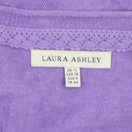 Laura Ashley Women Purple Cardigan UK 12 Linen Cotton Knit