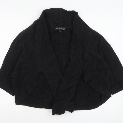 Evelin Brandt Women Black Wool Cardigan Size 12 Relaxed Fit