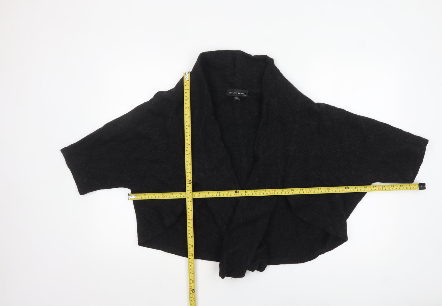 Evelin Brandt Women Black Wool Cardigan Size 12 Relaxed Fit