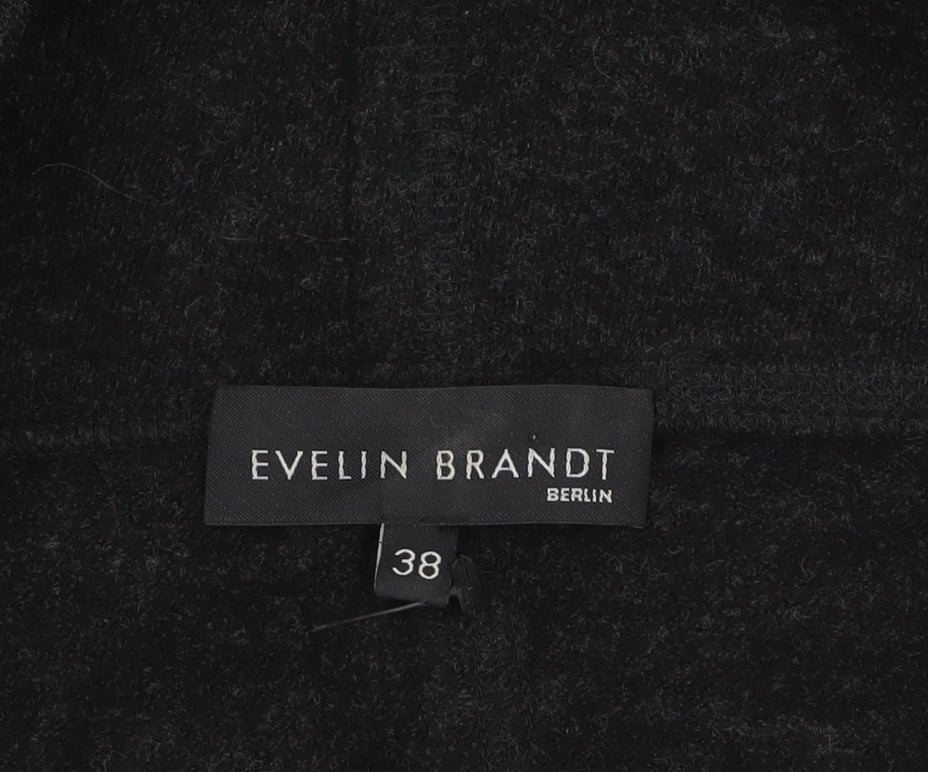 Evelin Brandt Women Black Wool Cardigan Size 12 Relaxed Fit