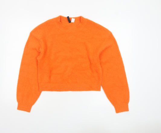 H&M Divided Women’s Orange Crew Neck Long Sleeve Pullover Jumper Size 8