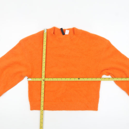 H&M Divided Women’s Orange Crew Neck Long Sleeve Pullover Jumper Size 8