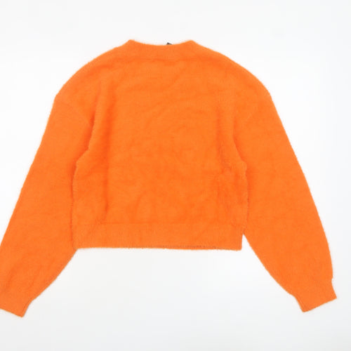 H&M Divided Women’s Orange Crew Neck Long Sleeve Pullover Jumper Size 8