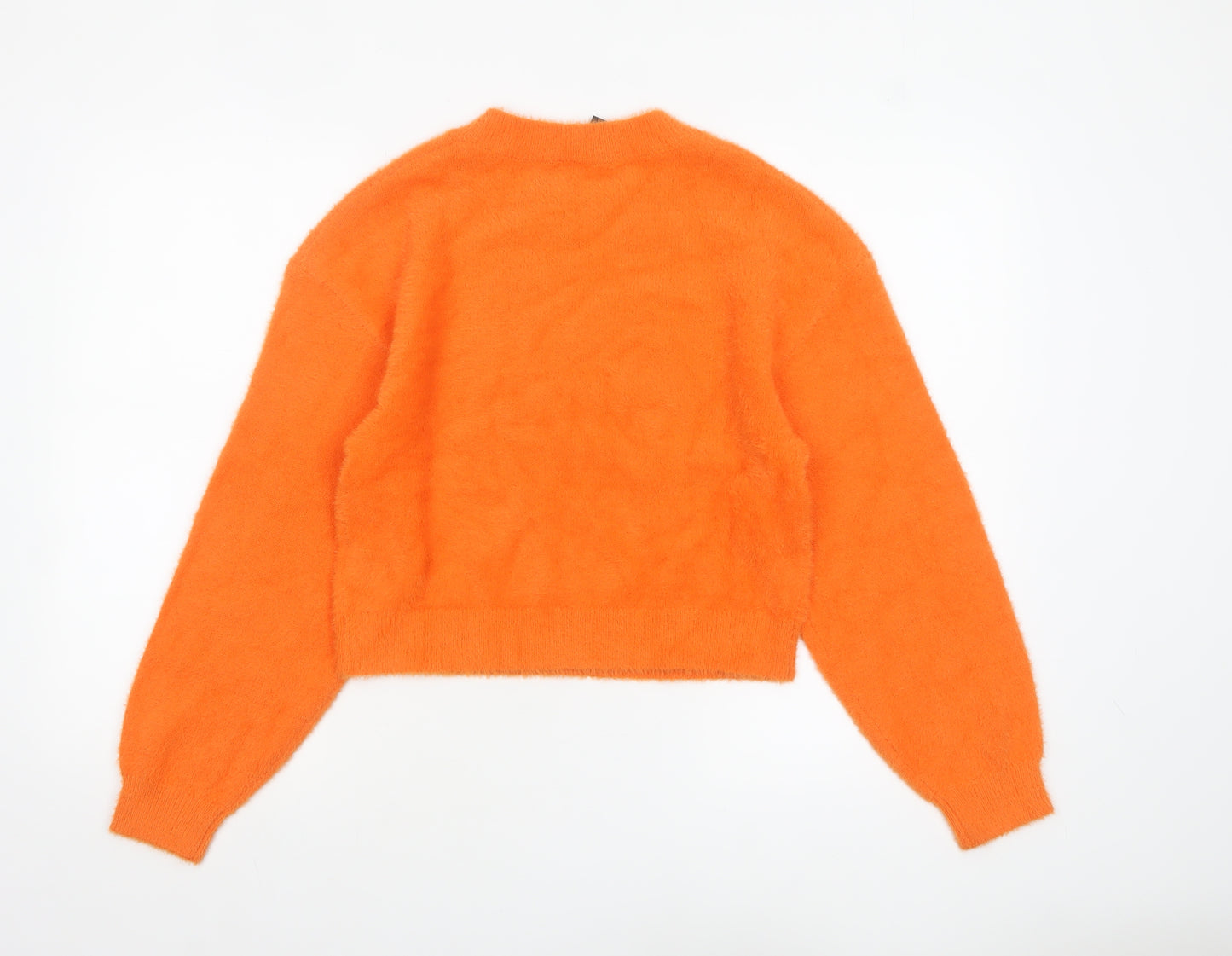 H&M Divided Women’s Orange Crew Neck Long Sleeve Pullover Jumper Size 8