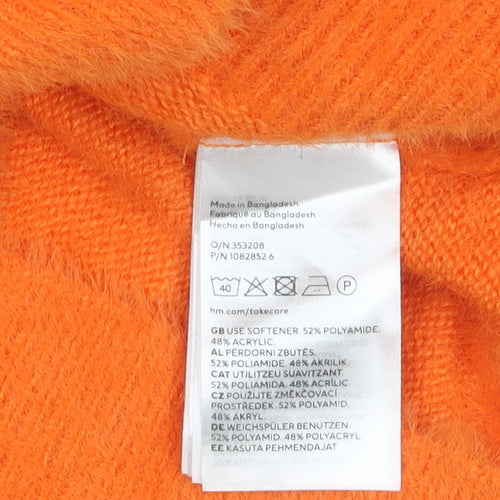 H&M Divided Women’s Orange Crew Neck Long Sleeve Pullover Jumper Size 8