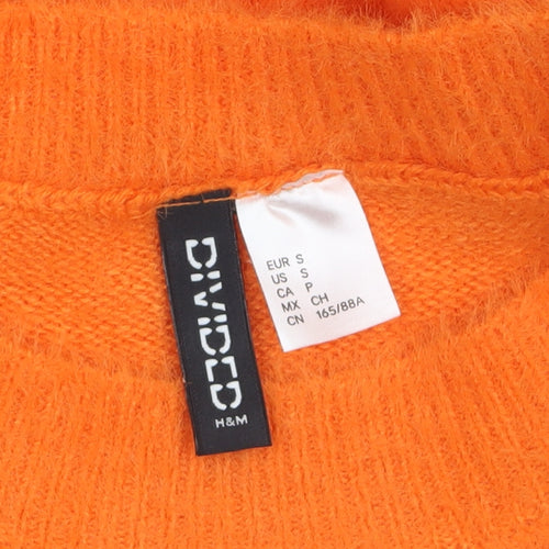 H&M Divided Women’s Orange Crew Neck Long Sleeve Pullover Jumper Size 8