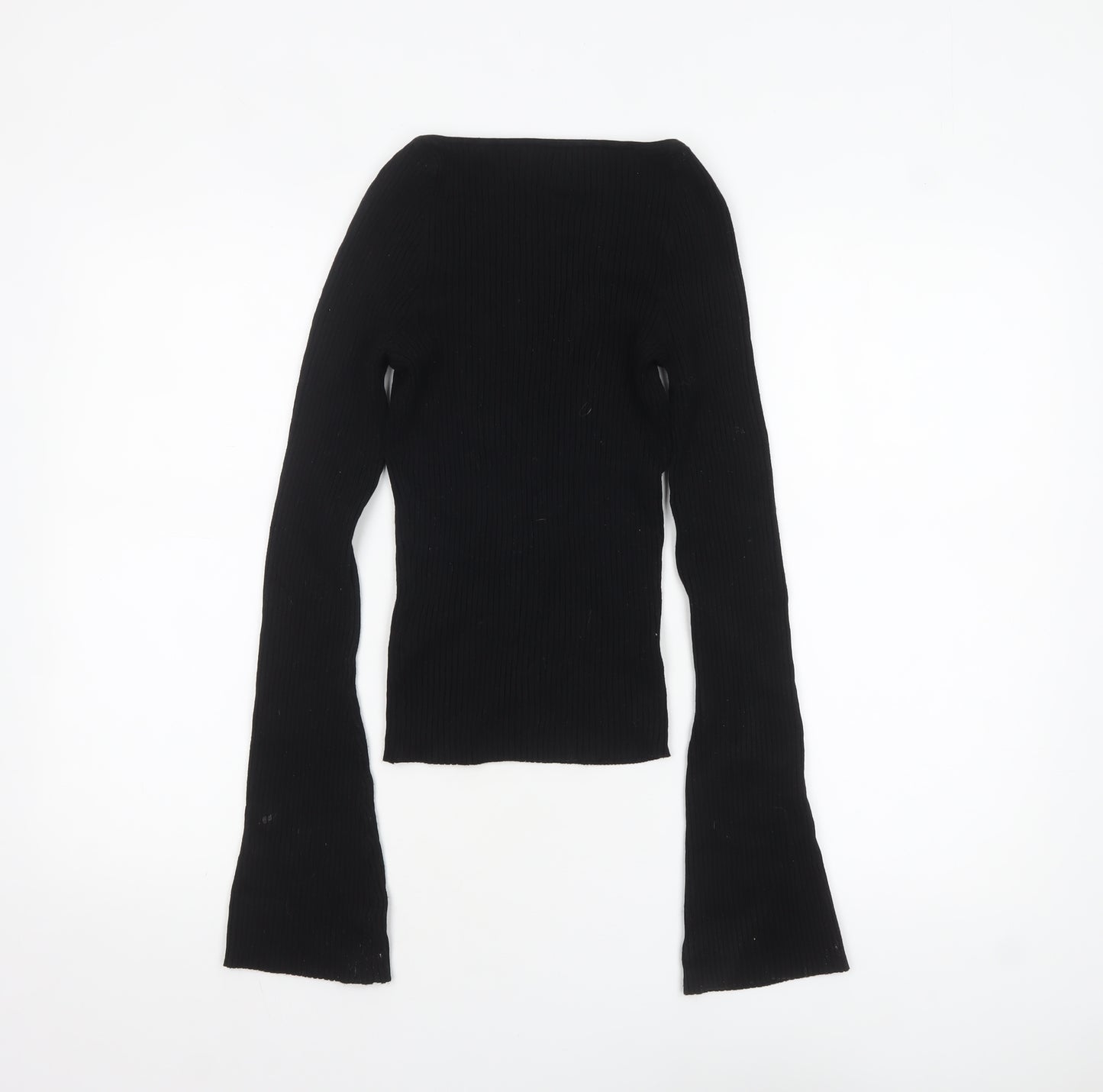 H&M Women’s Black Sweetheart Neck Ribbed Knit Jumper Size M