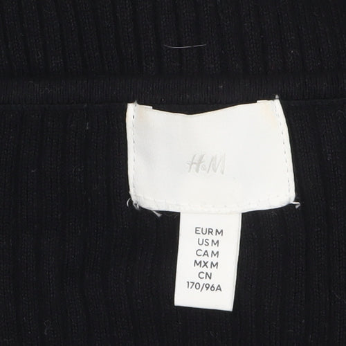 H&M Women’s Black Sweetheart Neck Ribbed Knit Jumper Size M