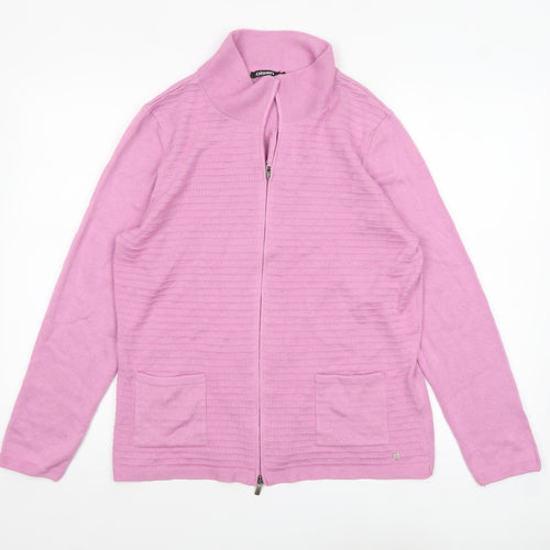 Olsen Women's Pink Full Zip Cotton Acrylic Jumper Size 16