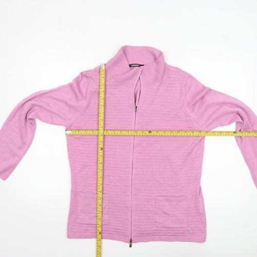 Olsen Women's Pink Full Zip Cotton Acrylic Jumper Size 16