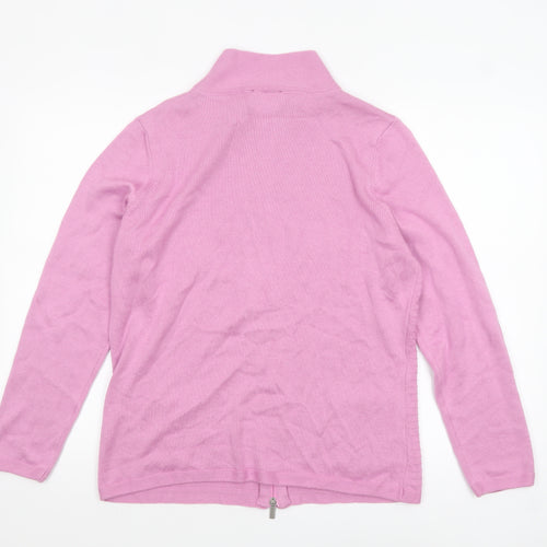 Olsen Women's Pink Full Zip Cotton Acrylic Jumper Size 16