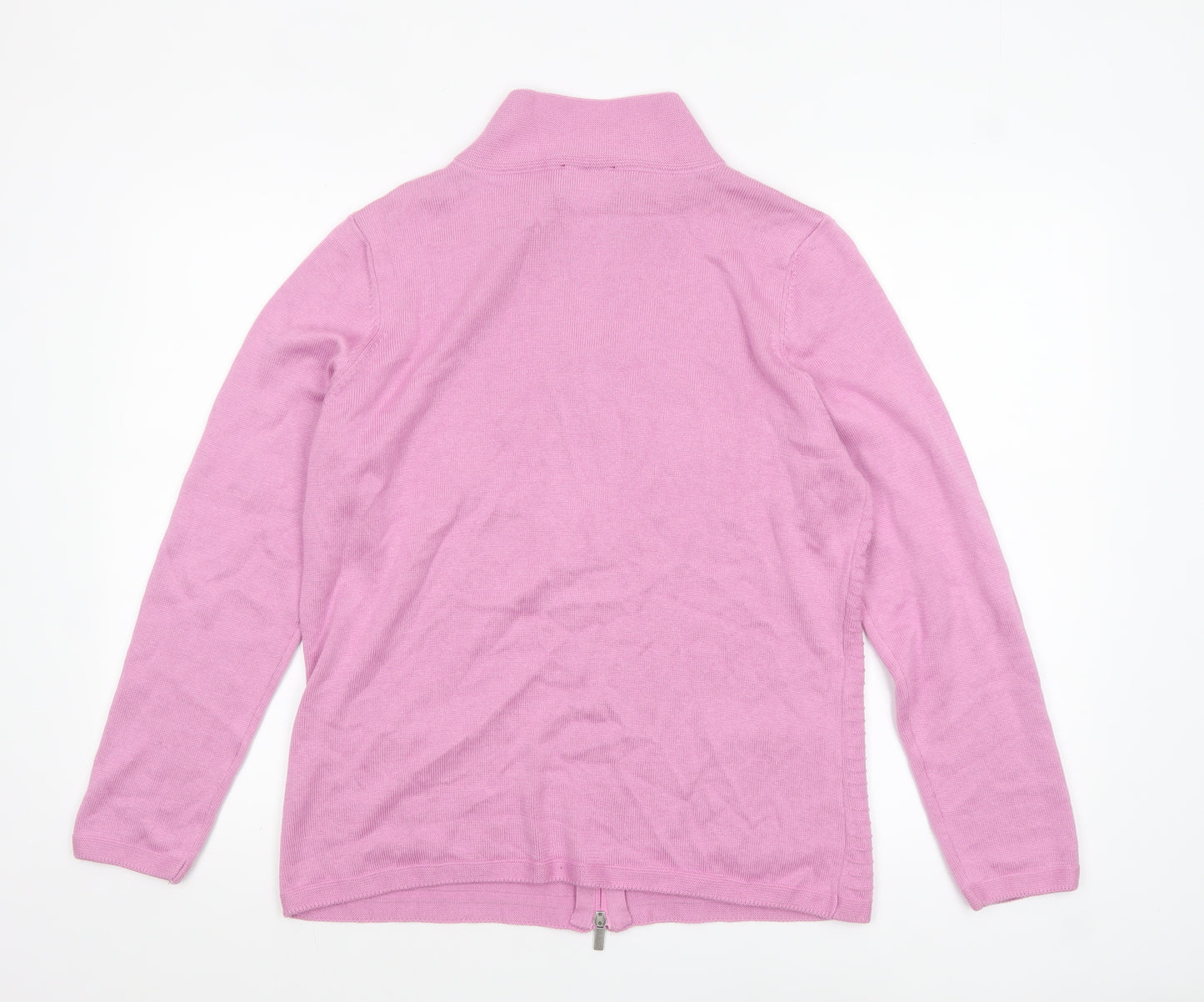 Olsen Women's Pink Full Zip Cotton Acrylic Jumper Size 16