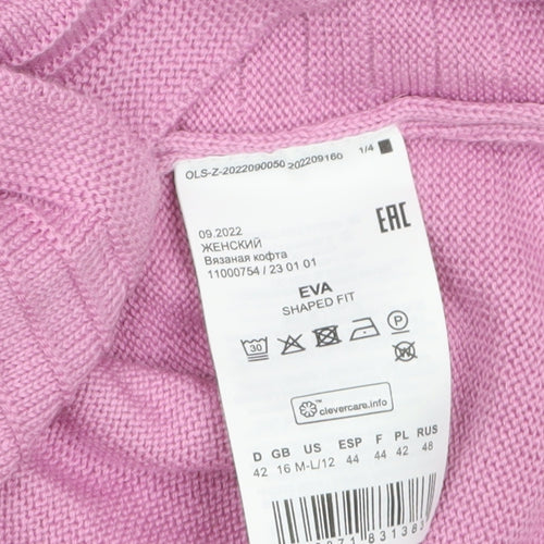 Olsen Women's Pink Full Zip Cotton Acrylic Jumper Size 16