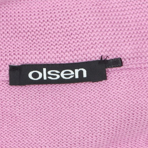 Olsen Women's Pink Full Zip Cotton Acrylic Jumper Size 16