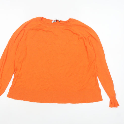 Zara Womens Orange Crew Neck Long Sleeve Knit Pullover Jumper Size 8