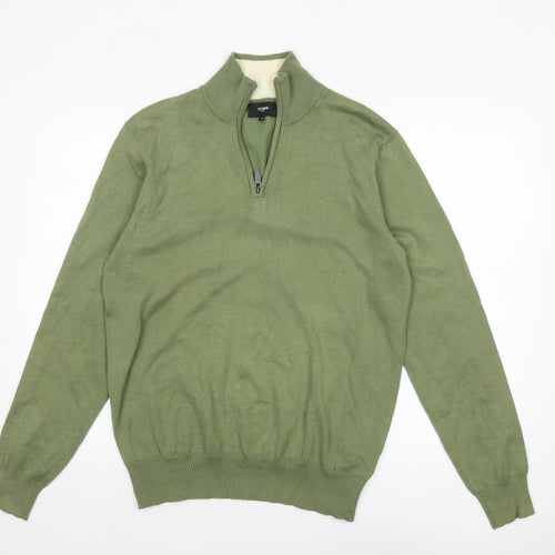 Ciao Men's Green 1/2 Zip High Neck Knit Jumper Size M
