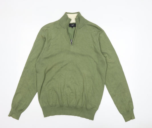 Ciao Men's Green 1/2 Zip High Neck Knit Jumper Size M