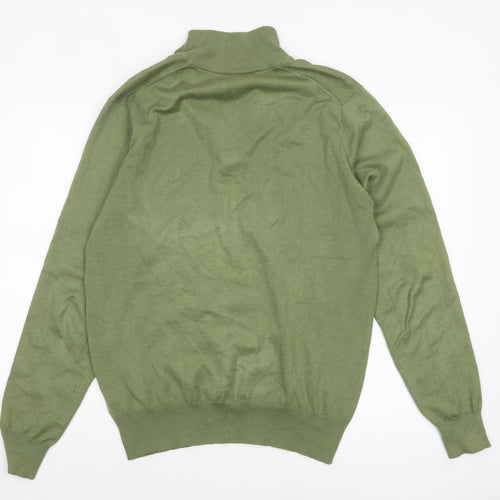 Ciao Men's Green 1/2 Zip High Neck Knit Jumper Size M