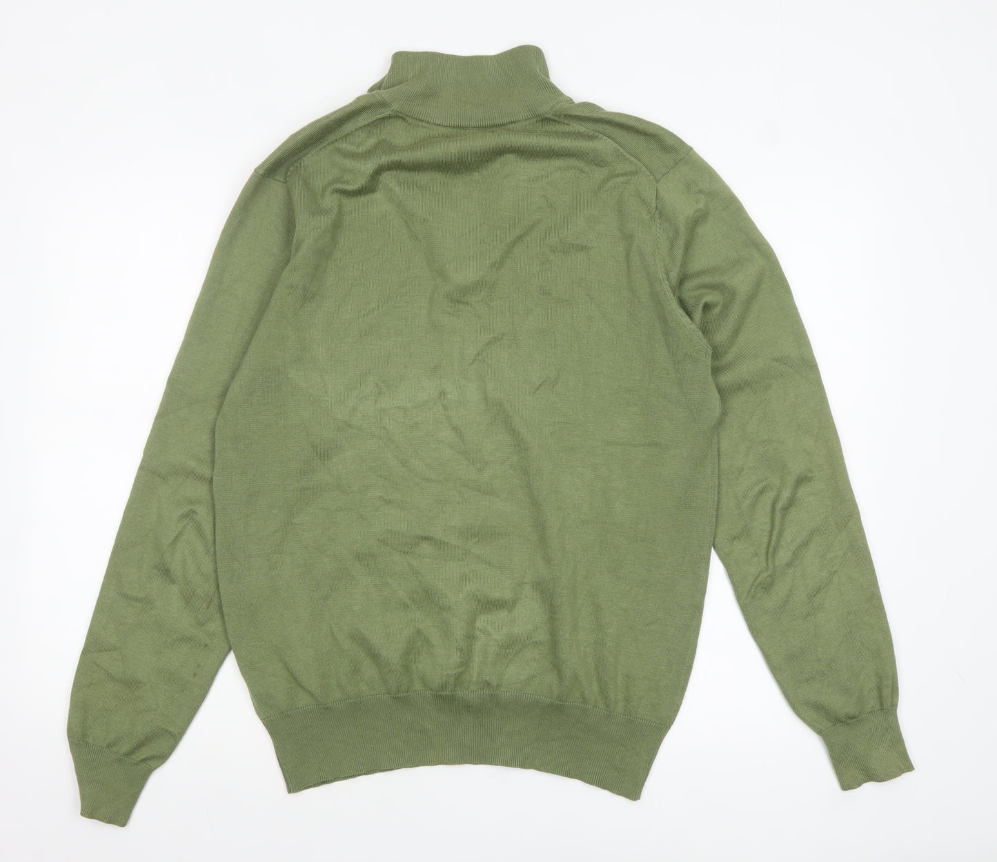 Ciao Men's Green 1/2 Zip High Neck Knit Jumper Size M