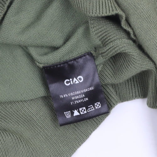 Ciao Men's Green 1/2 Zip High Neck Knit Jumper Size M