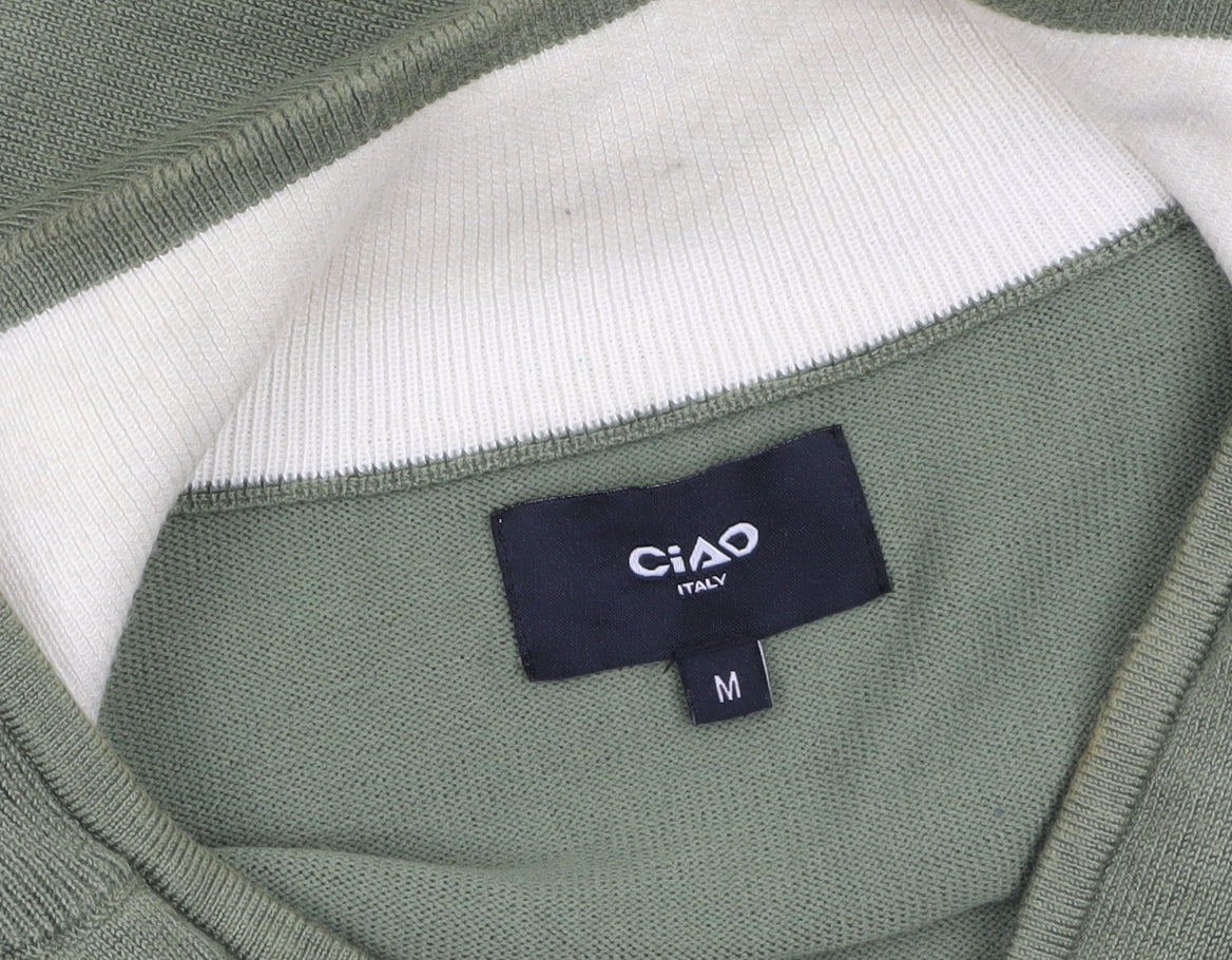 Ciao Men's Green 1/2 Zip High Neck Knit Jumper Size M
