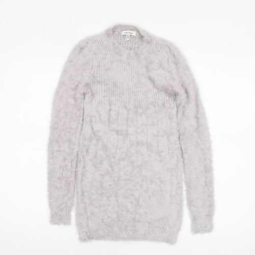 Wild Flower Women’s Grey Fuzzy Knit Long Sleeve Pullover Jumper S