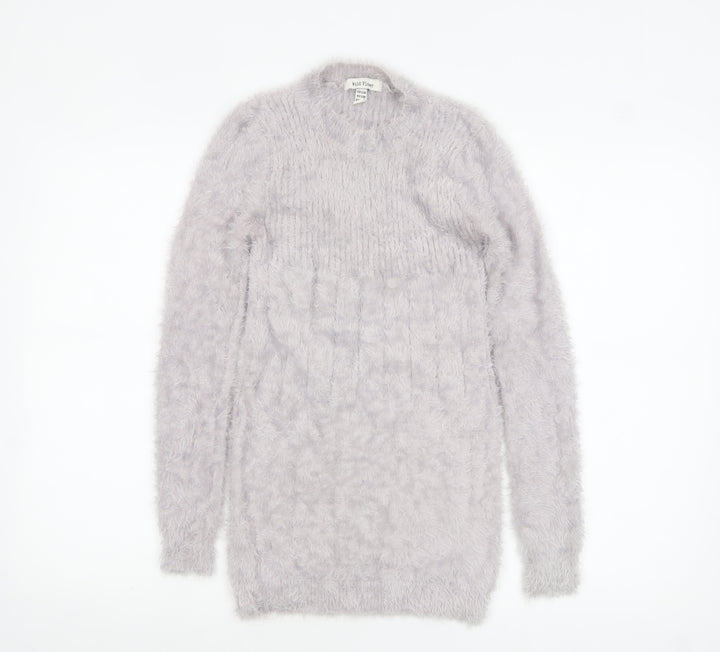 Wild Flower Women’s Grey Fuzzy Knit Long Sleeve Pullover Jumper S