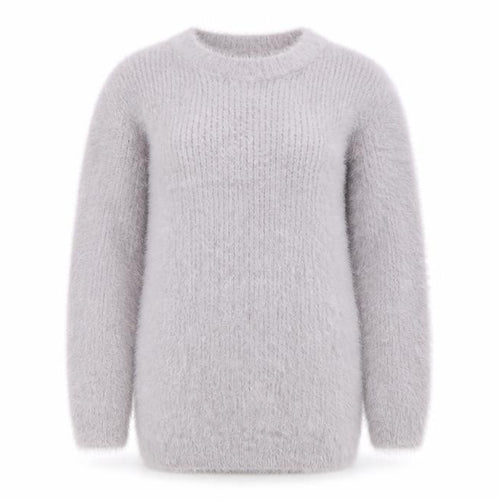 Wild Flower Women’s Grey Fuzzy Knit Long Sleeve Pullover Jumper S