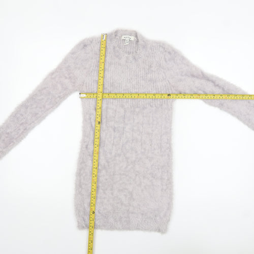 Wild Flower Women’s Grey Fuzzy Knit Long Sleeve Pullover Jumper S