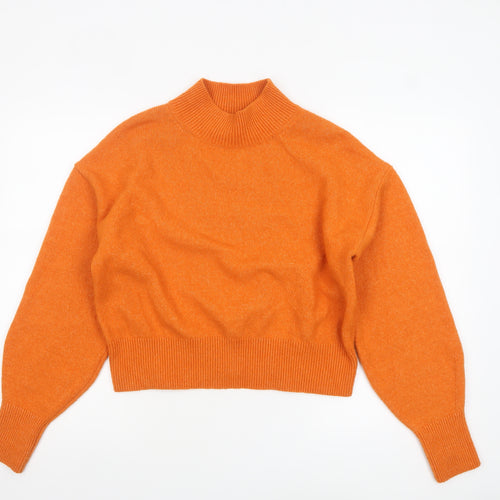 & Other Stories Women's Orange Mock Neck Knit Jumper Size S