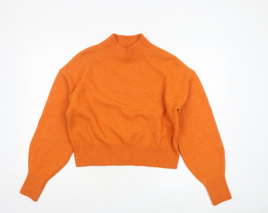 & Other Stories Women's Orange Mock Neck Knit Jumper Size S