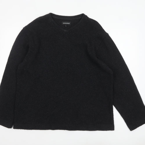 Kickers Men’s Black Wool Blend V-Neck Pullover Jumper Size L
