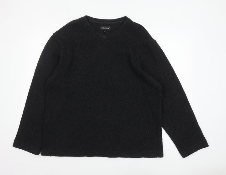 Kickers Men’s Black Wool Blend V-Neck Pullover Jumper Size L