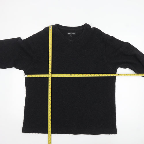 Kickers Men’s Black Wool Blend V-Neck Pullover Jumper Size L