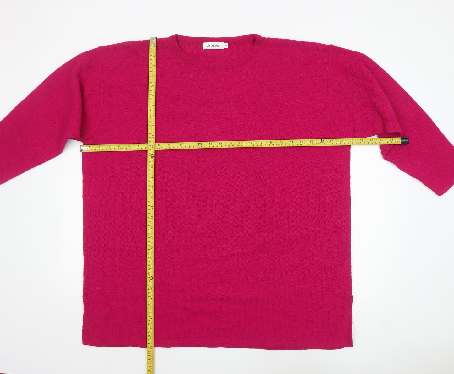 Damart Womens Pink 24/26 Knit Pullover Jumper 3/4 Sleeve