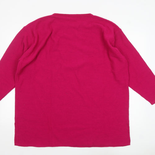 Damart Womens Pink 24/26 Knit Pullover Jumper 3/4 Sleeve