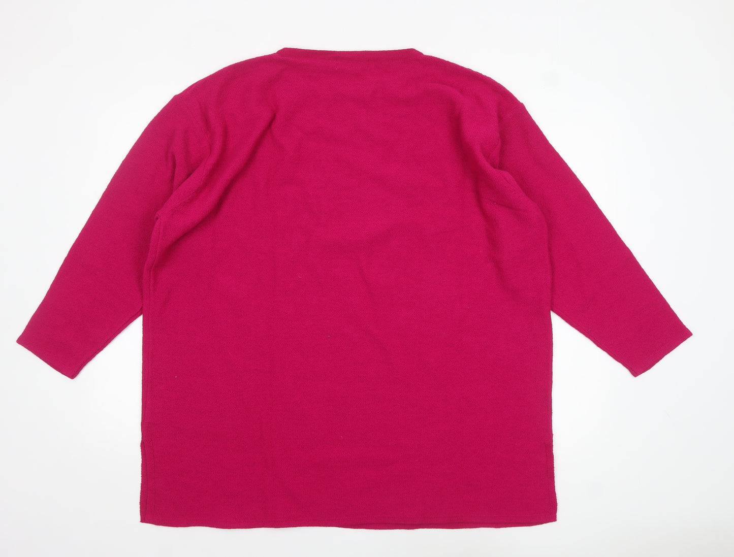 Damart Womens Pink 24/26 Knit Pullover Jumper 3/4 Sleeve