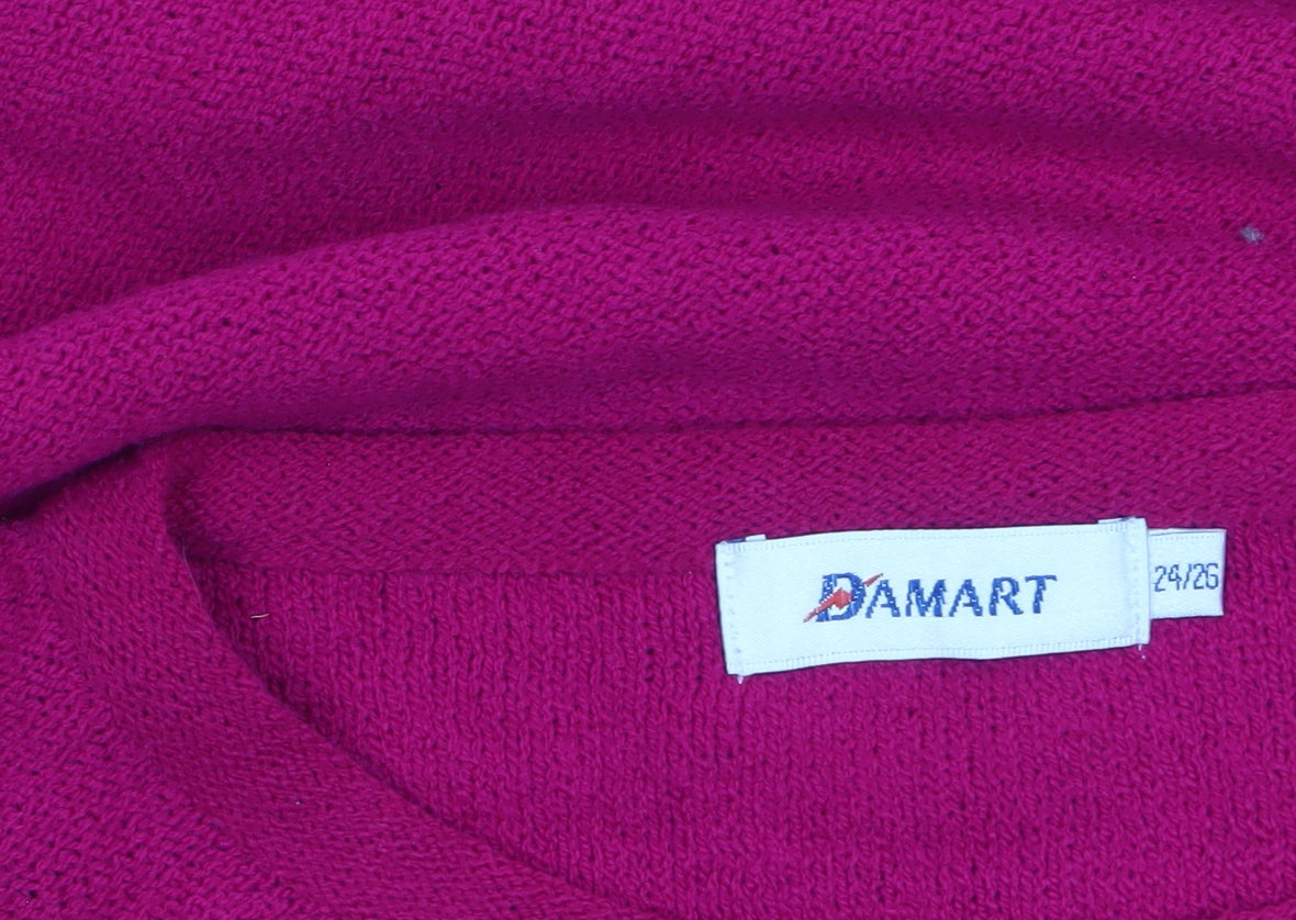 Damart Womens Pink 24/26 Knit Pullover Jumper 3/4 Sleeve