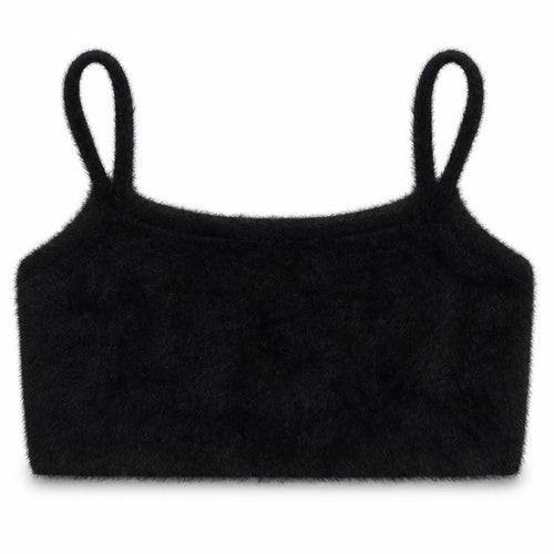 Boohoo Women Black Fuzzy Knit Camisole Tank Top XL