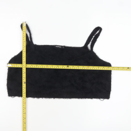 Boohoo Women Black Fuzzy Knit Camisole Tank Top XL