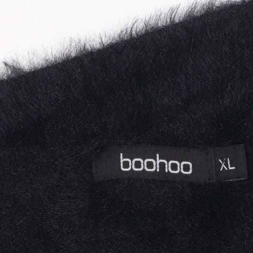 Boohoo Women Black Fuzzy Knit Camisole Tank Top XL
