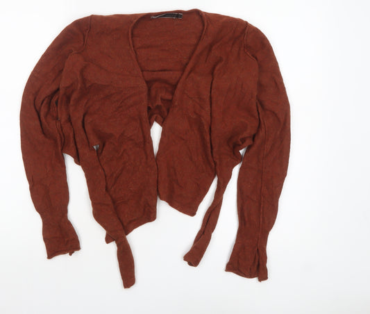 River Island Women Brown Angora Wool Blend Long Sleeve Cardigan Size 10